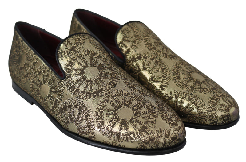 Mocassins pour homme Dolce & Gabbana dorés en jacquard