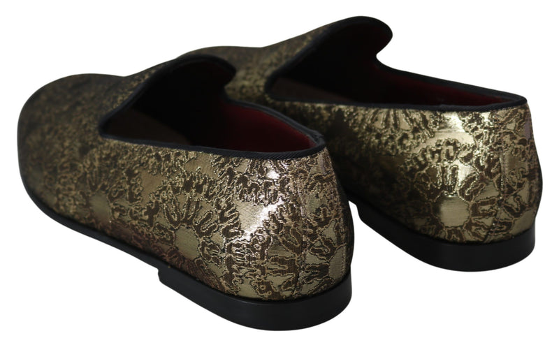 Mocassins pour homme Dolce & Gabbana dorés en jacquard