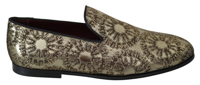 Mocassins pour homme Dolce & Gabbana dorés en jacquard