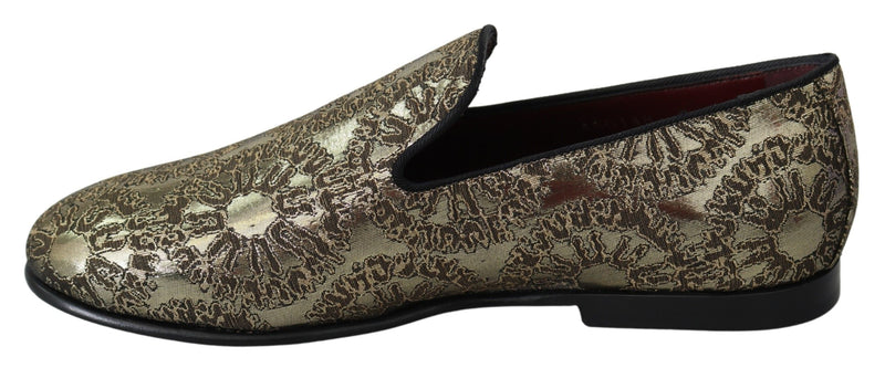 Mocassins pour homme Dolce & Gabbana dorés en jacquard