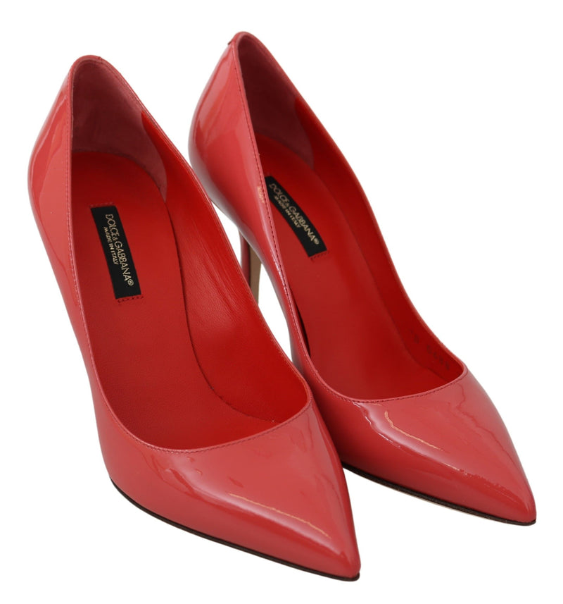Sapatos Dolce & Gabbana de couro envernizado rosa-escuro com salto alto