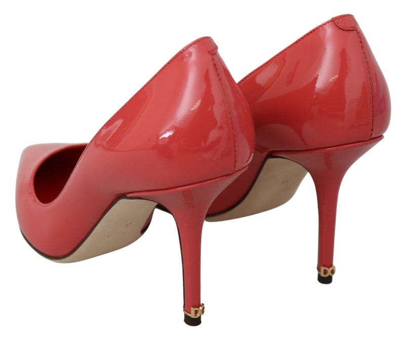 Sapatos Dolce & Gabbana de couro envernizado rosa-escuro com salto alto