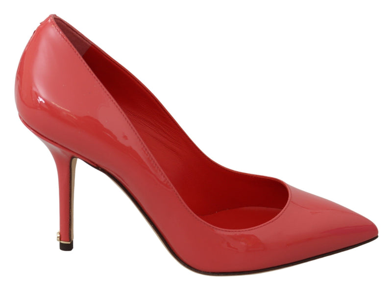 Sapatos Dolce & Gabbana de couro envernizado rosa-escuro com salto alto