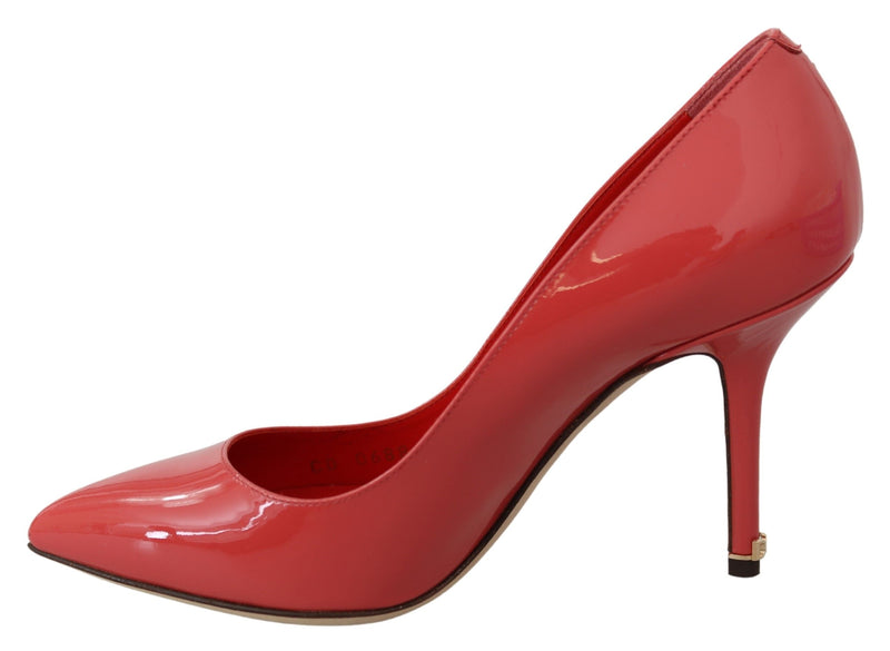 Sapatos Dolce & Gabbana de couro envernizado rosa-escuro com salto alto