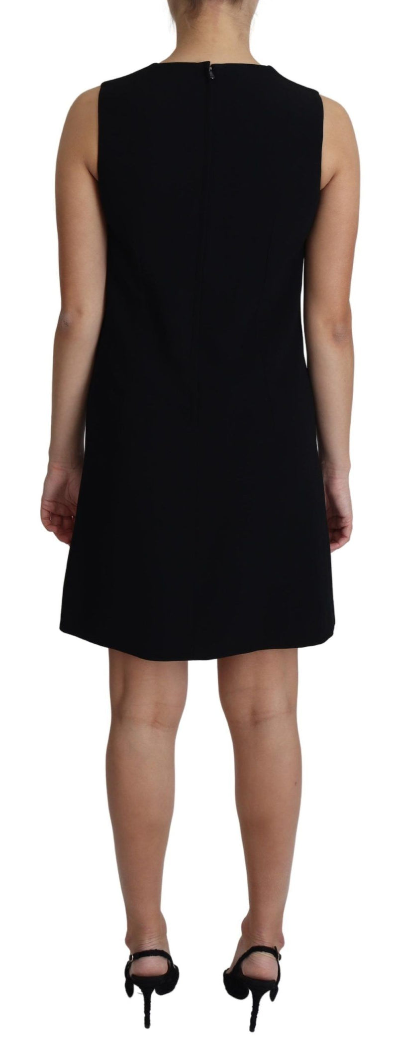 Abito corto svasato nero in viscosa elasticizzata Dolce & Gabbana