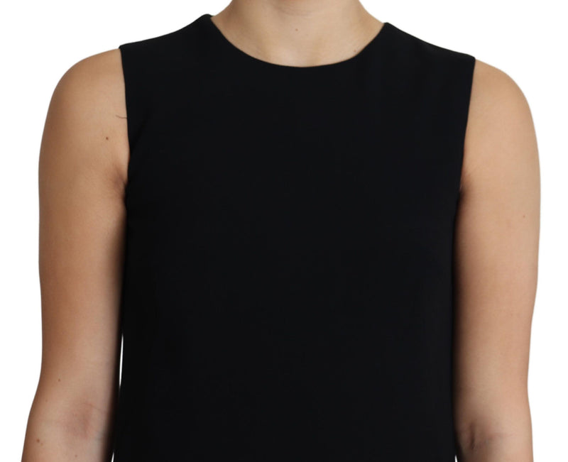 Abito corto svasato nero in viscosa elasticizzata Dolce & Gabbana
