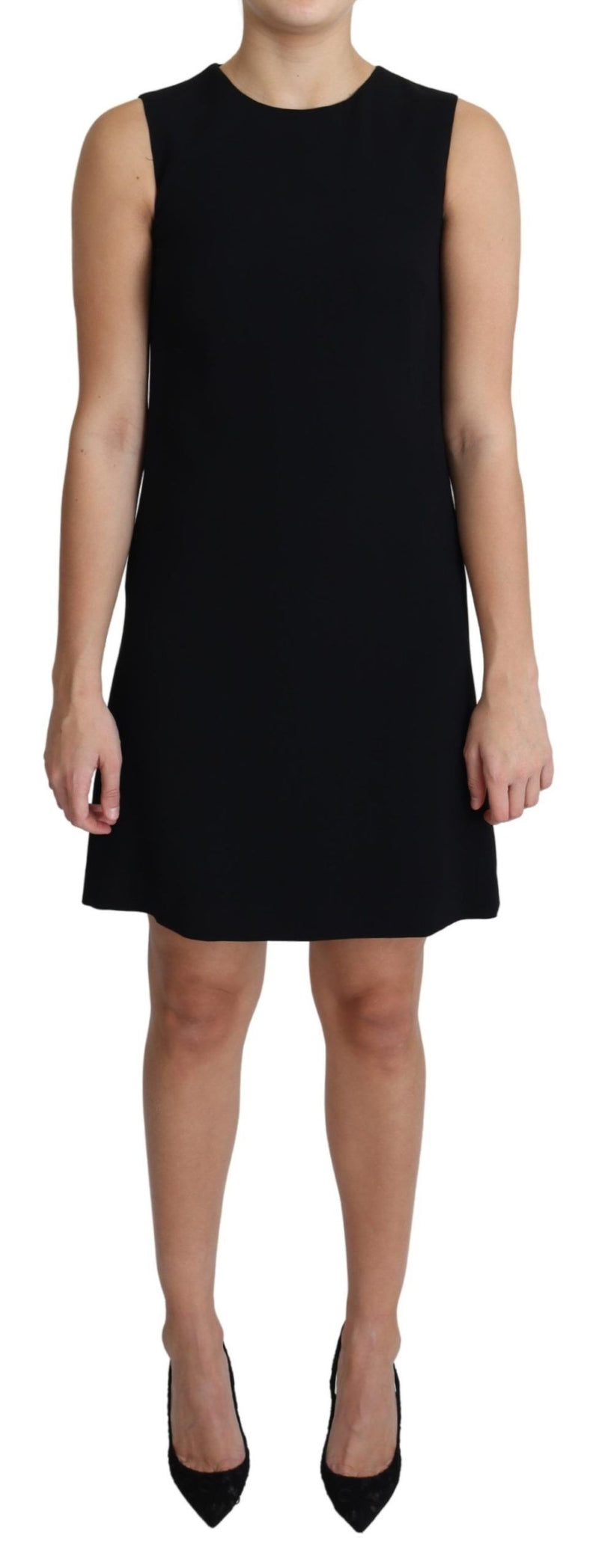 Abito corto svasato nero in viscosa elasticizzata Dolce & Gabbana