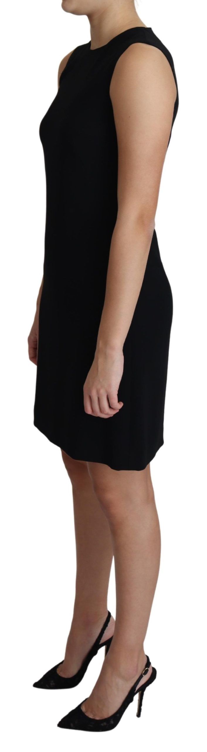 Abito corto svasato nero in viscosa elasticizzata Dolce & Gabbana