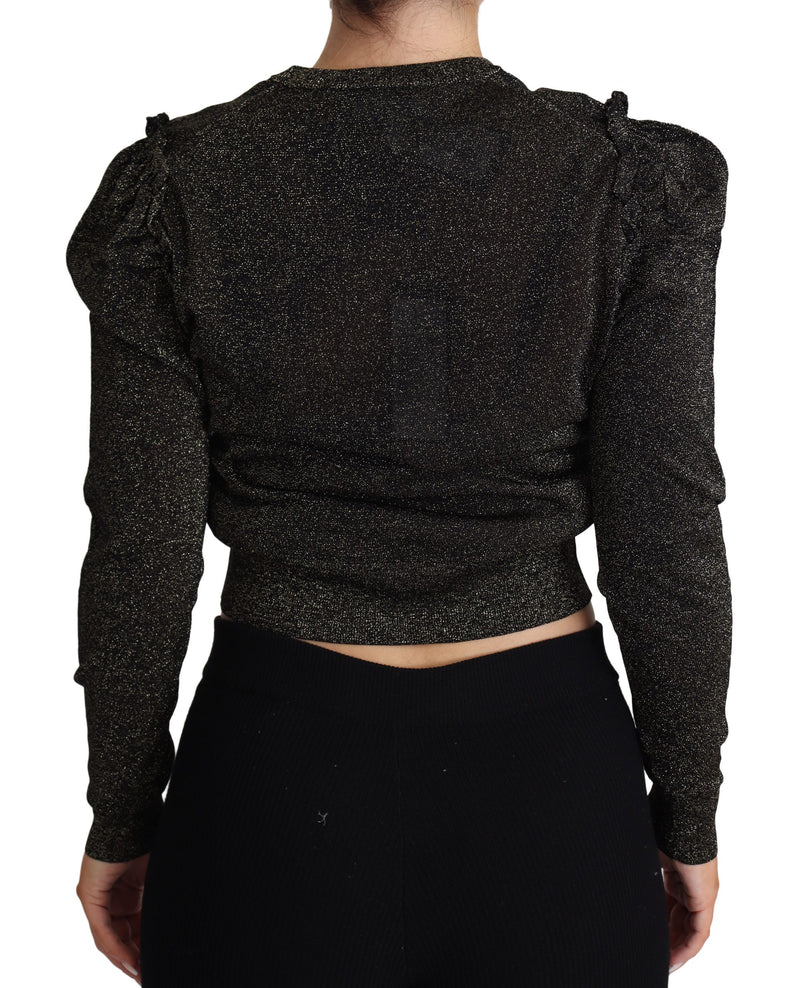 Suéter feminino cropped Dolce & Gabbana preto e dourado