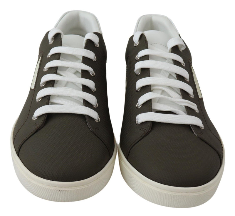 Sneakers basse Dolce & Gabbana bianche e verdi in pelle