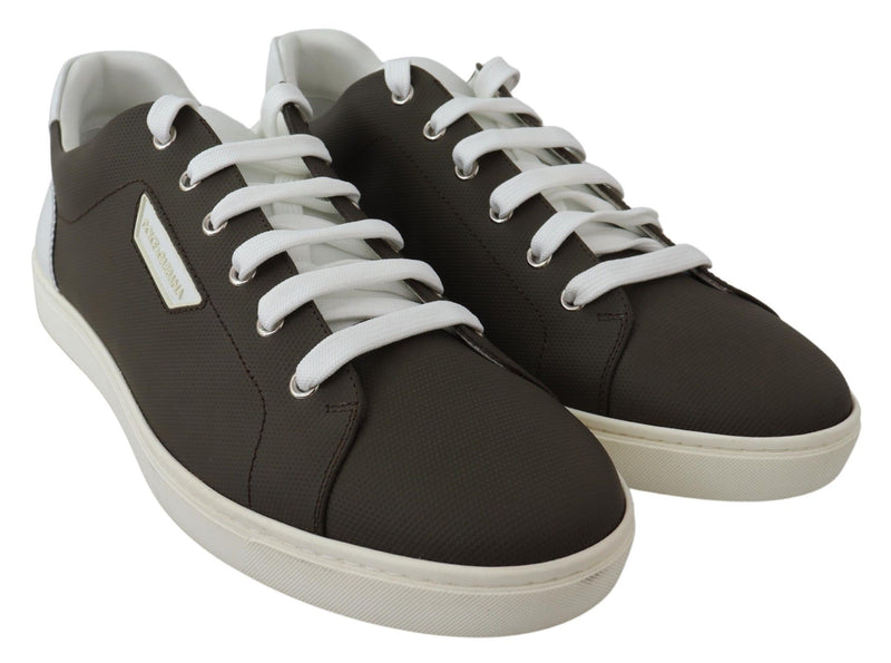 Sneakers basse Dolce & Gabbana bianche e verdi in pelle