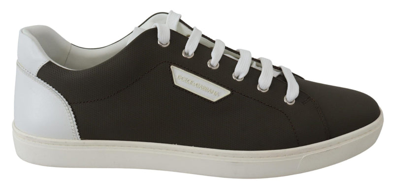 Sneakers basse Dolce & Gabbana bianche e verdi in pelle