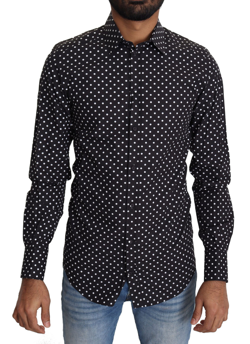 Camisa informal de lunares blancos sobre fondo negro de Dolce & Gabbana