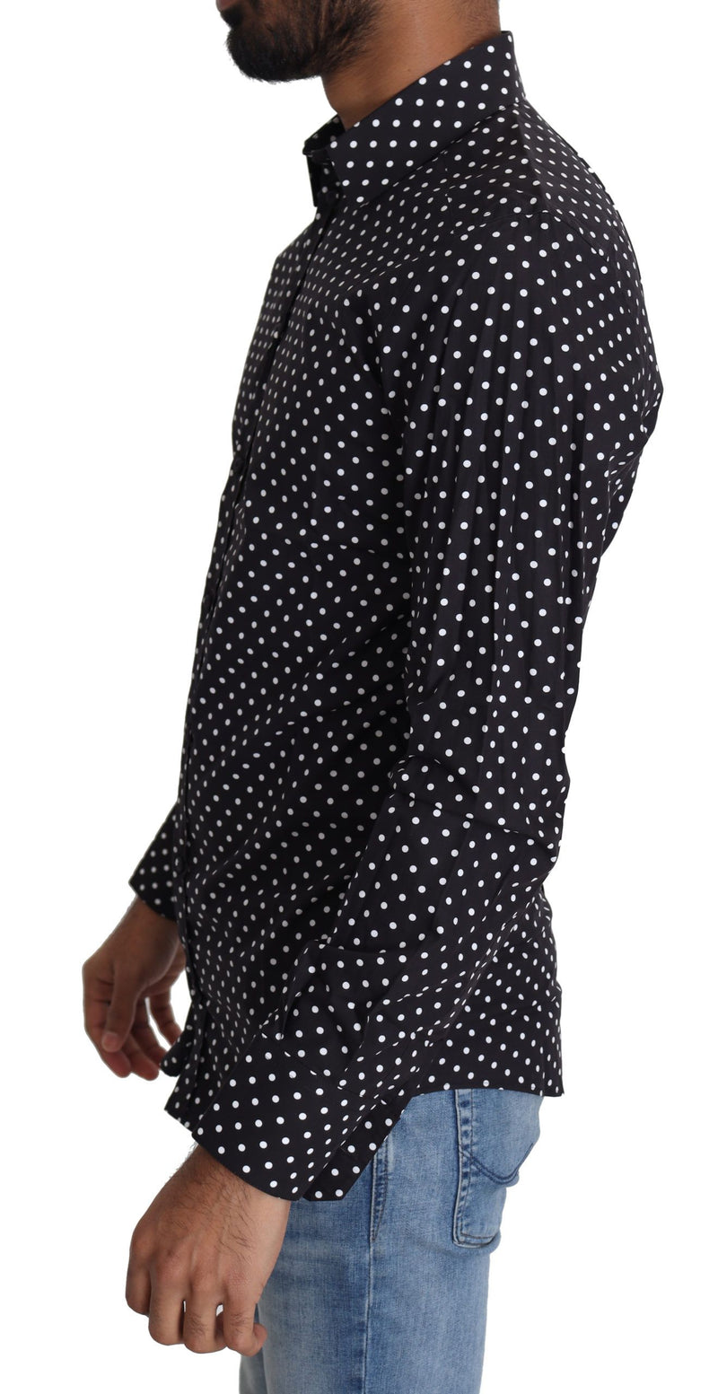 Camisa informal de lunares blancos sobre fondo negro de Dolce & Gabbana