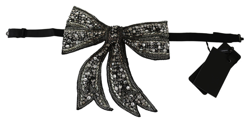 Papillon da donna color argento in seta 100% con cristalli Dolce & Gabbana