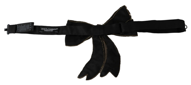 Gravata-borboleta feminina de seda em tom dourado e com strass Dolce & Gabbana