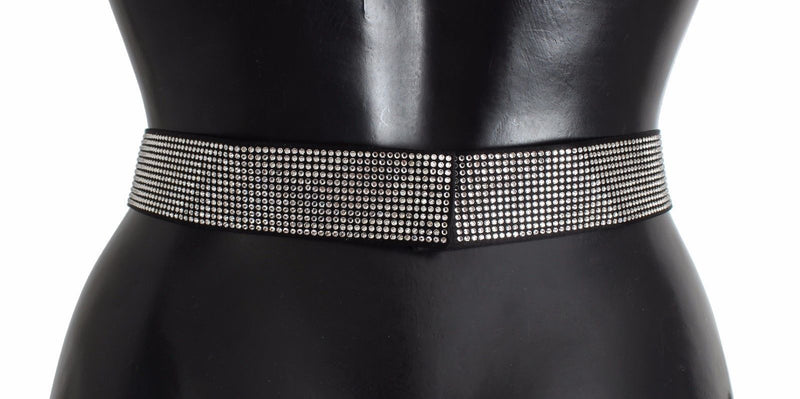 Ceinture à nouer en soie noire, ornée de cristaux transparents, Dolce & Gabbana