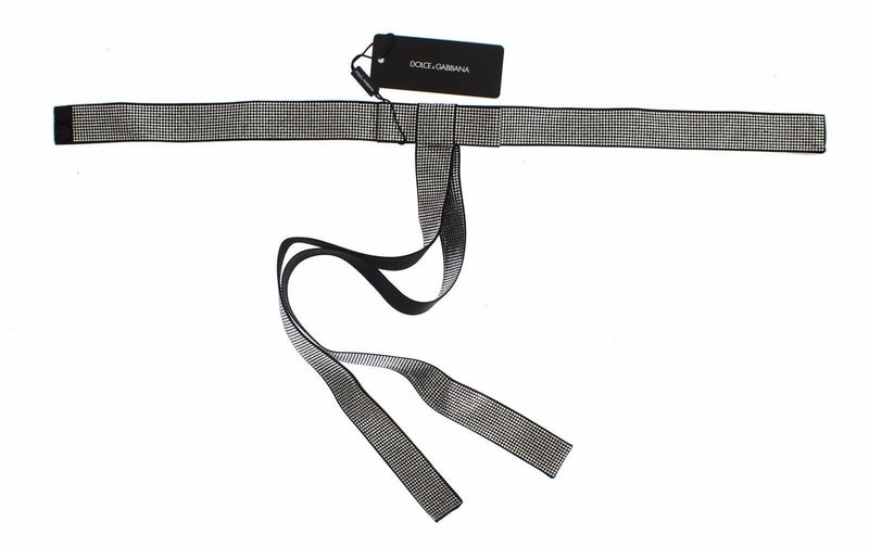 Ceinture à nouer en soie noire, ornée de cristaux transparents, Dolce & Gabbana