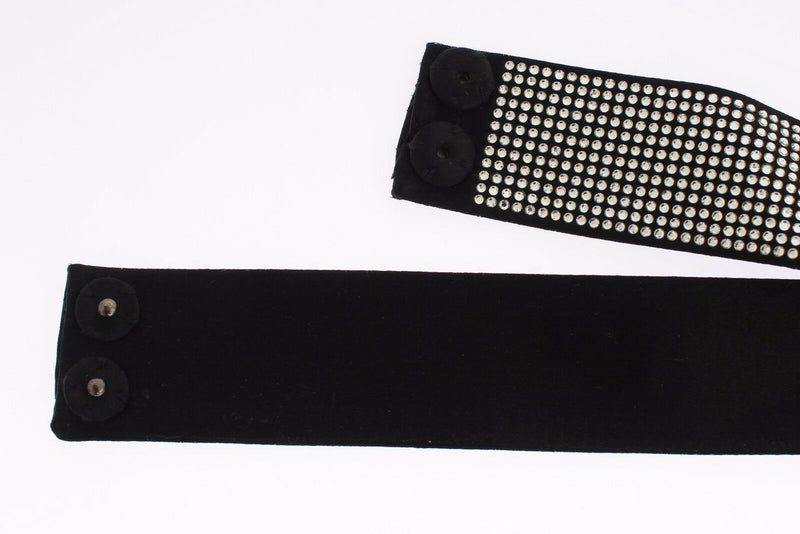 Ceinture à nouer en soie noire, ornée de cristaux transparents, Dolce & Gabbana