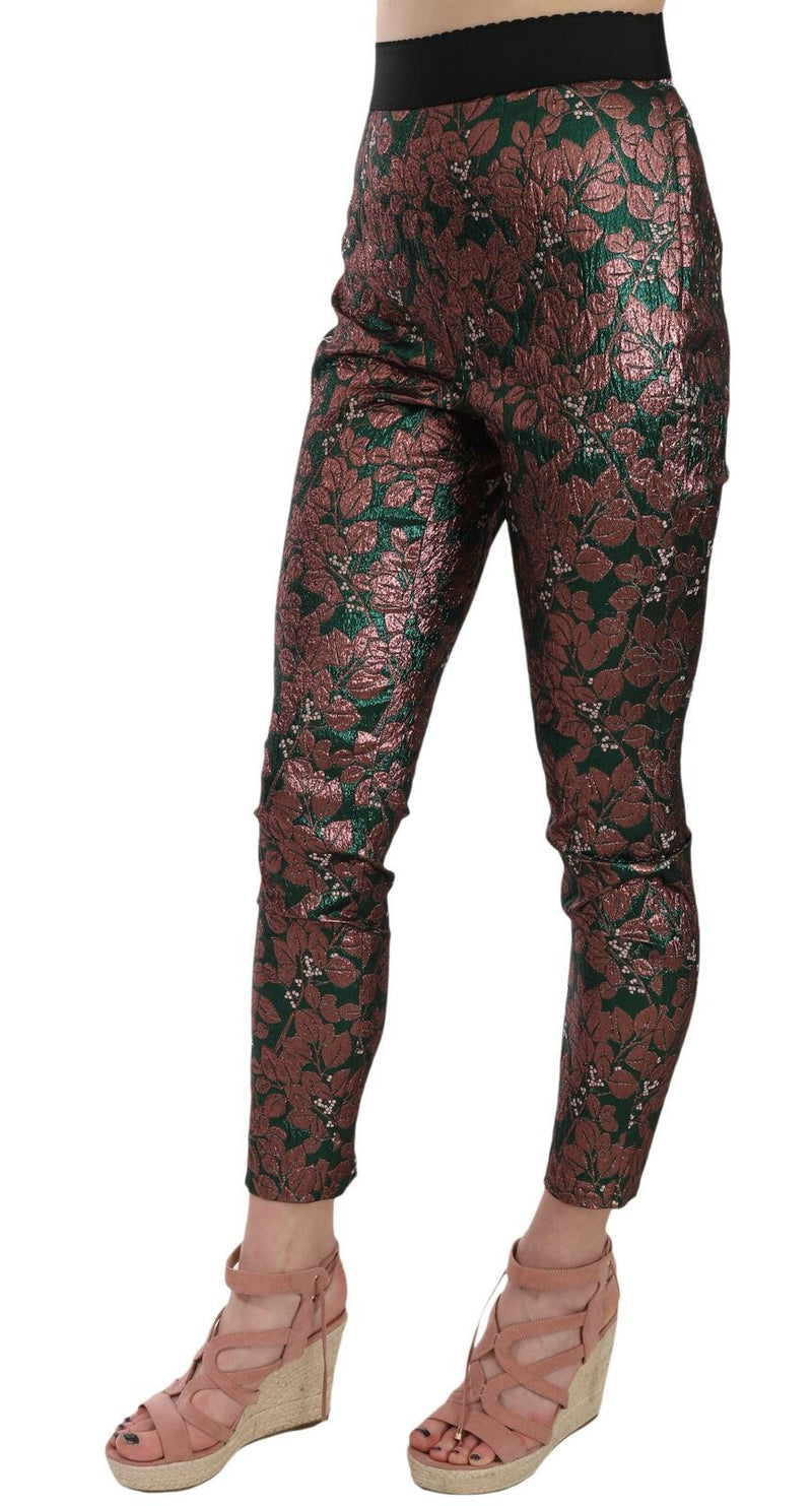 Pantaloni cropped in jacquard broccato iridescente multicolore Dolce & Gabbana