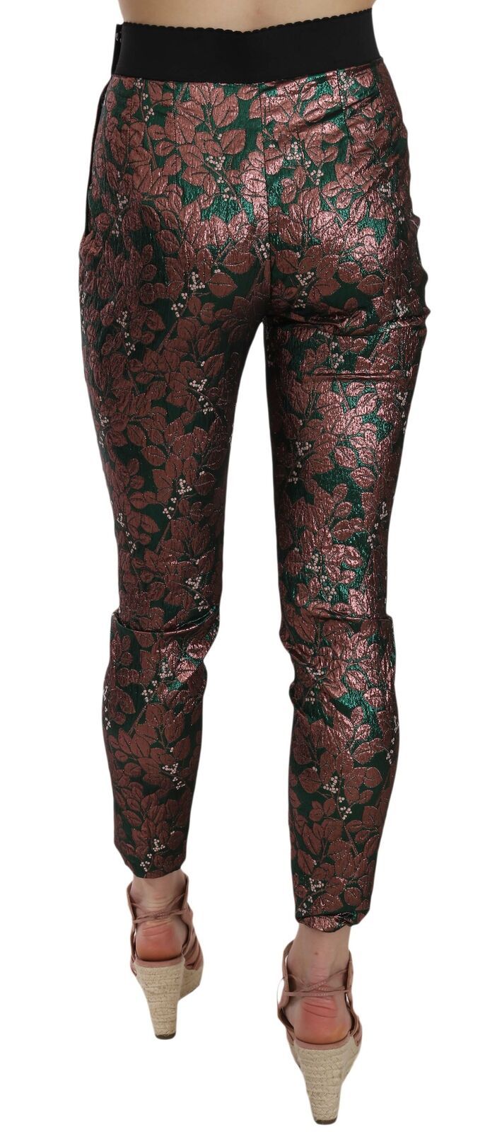 Pantaloni cropped in jacquard broccato iridescente multicolore Dolce & Gabbana