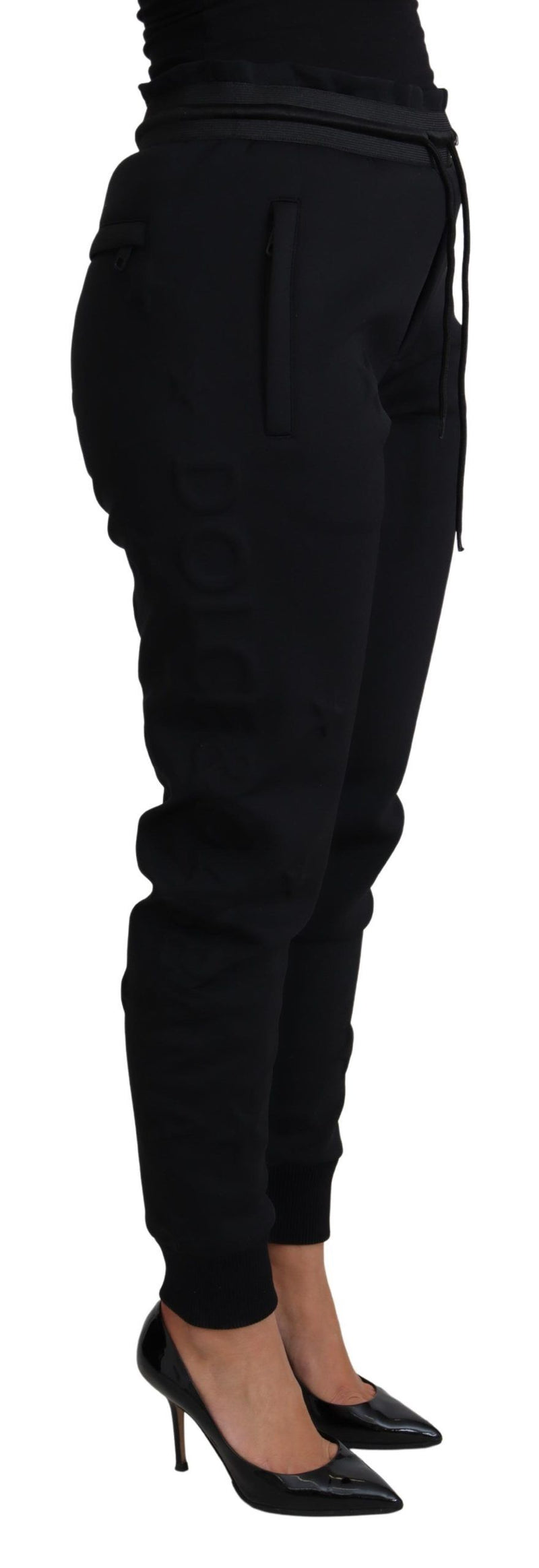 Calça jogger preta de neoprene de poliéster Dolce & Gabbana