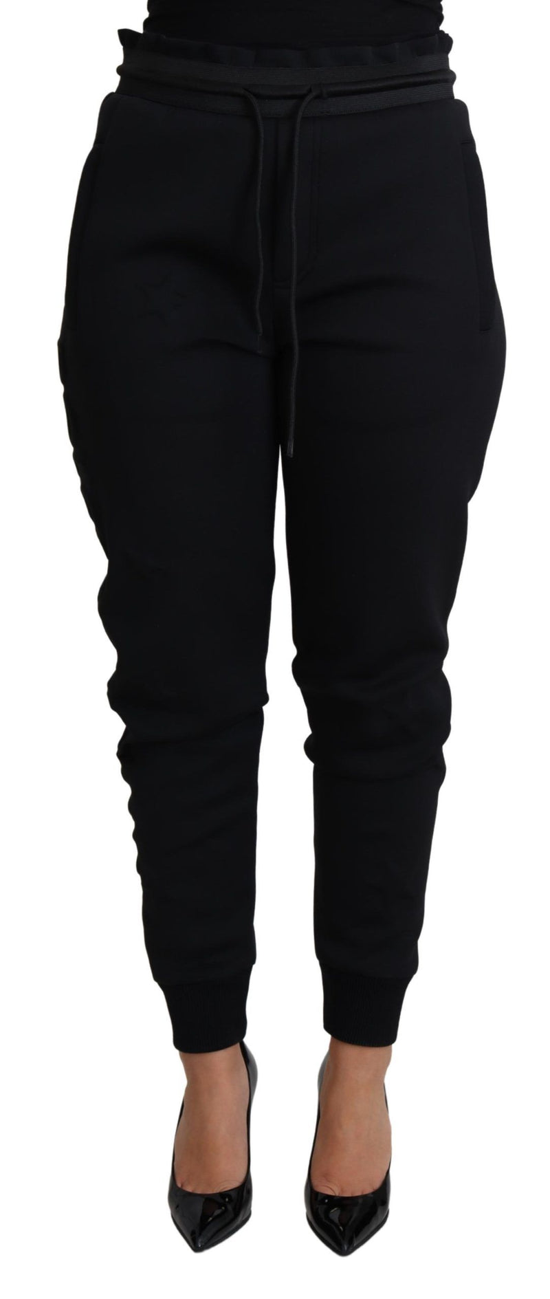 Calça jogger preta de neoprene de poliéster Dolce & Gabbana