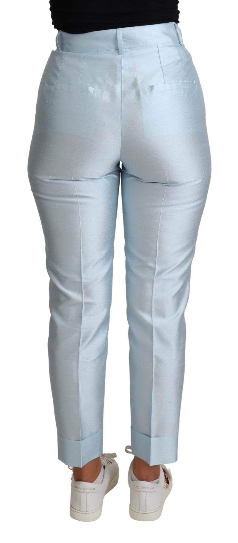 Pantalones tobilleros de seda con pernera cónica Light Blue de Dolce & Gabbana