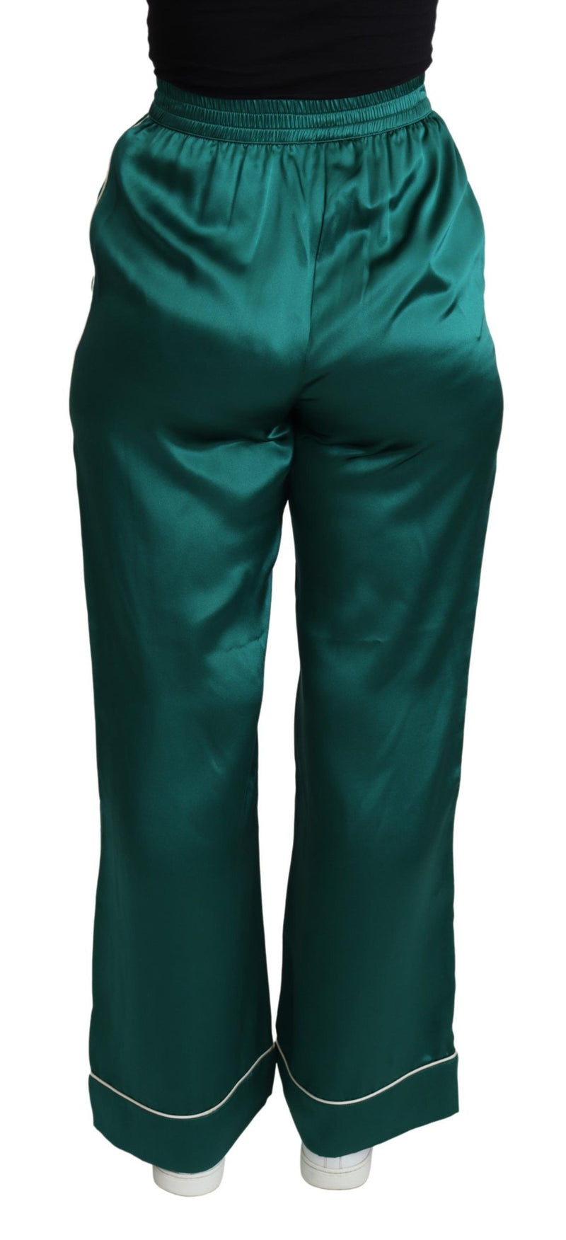 Pantalon de pyjama taille haute en soie vert Dolce & Gabbana