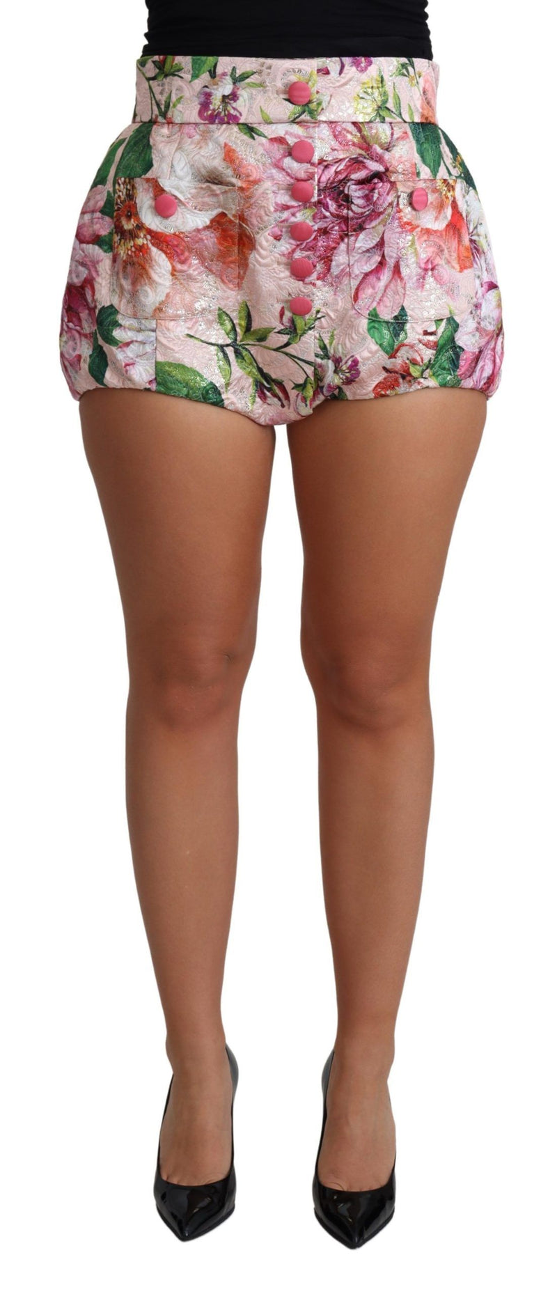 Shorts curtos de algodão rosa Dolce & Gabbana com estampa floral