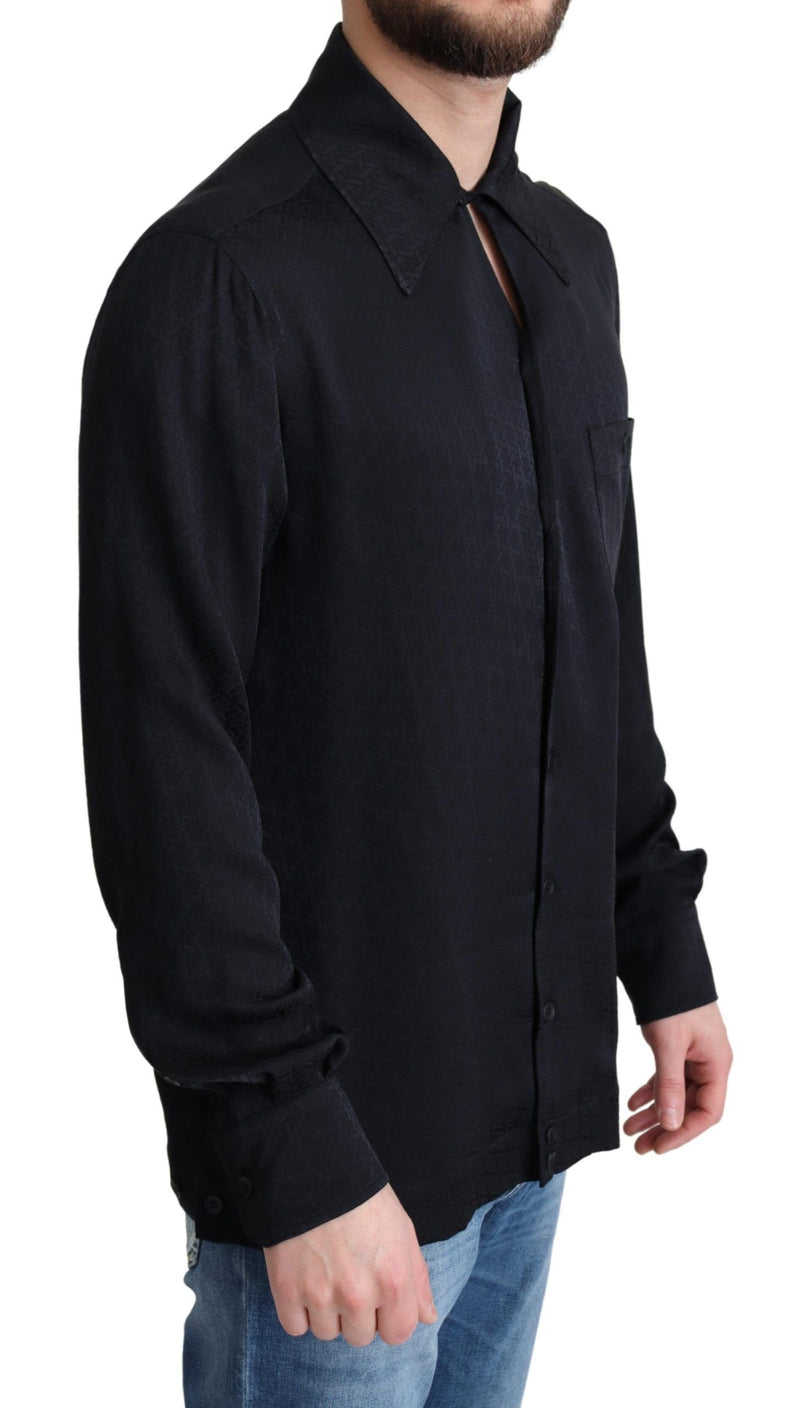 Camisa informal negra de seda jacquard con botones de Dolce & Gabbana