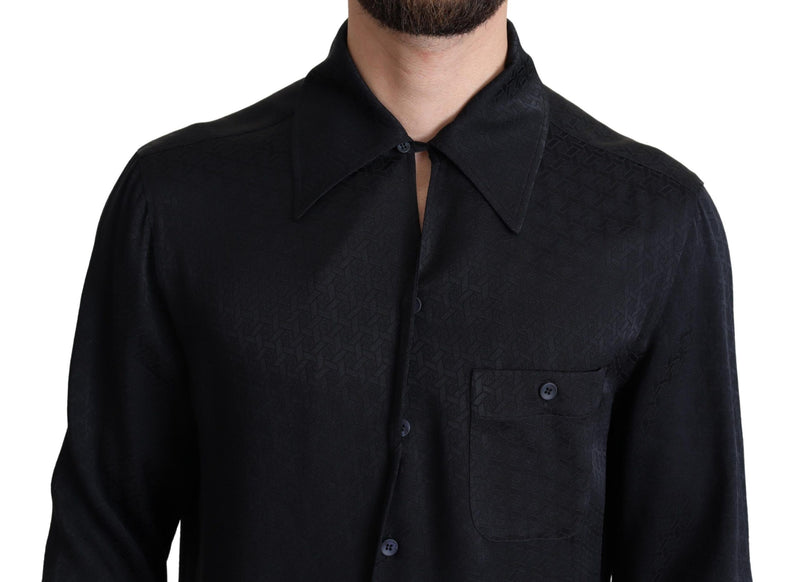 Camisa informal negra de seda jacquard con botones de Dolce & Gabbana