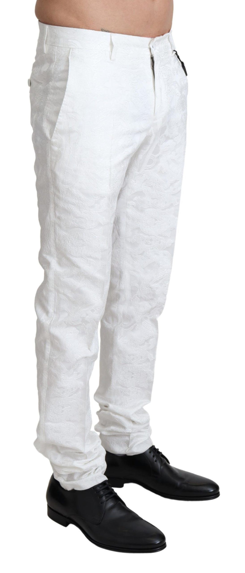 Calça social branca Dolce & Gabbana de brocado jacquard