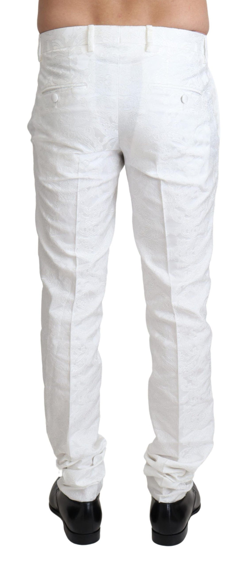 Calça social branca Dolce & Gabbana de brocado jacquard