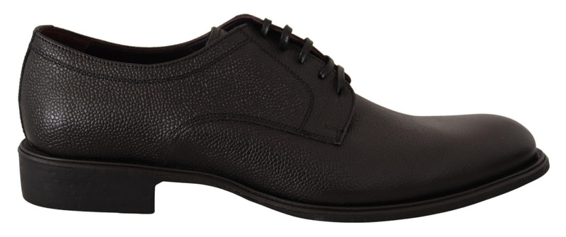 Sapatos derby sociais masculinos pretos Dolce & Gabbana, de couro e com cadarço