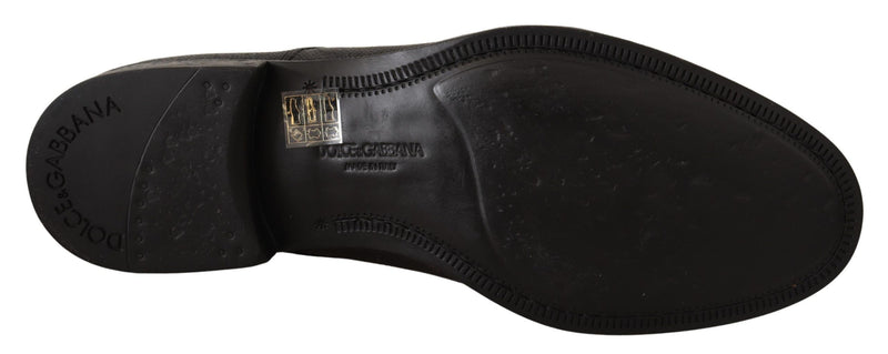 Sapatos derby sociais masculinos pretos Dolce & Gabbana, de couro e com cadarço