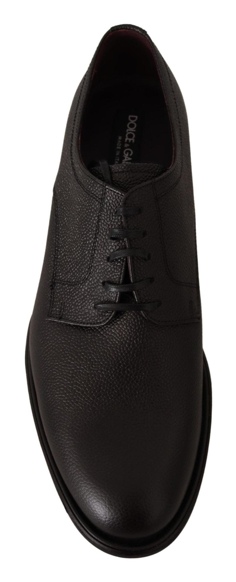 Sapatos derby sociais masculinos pretos Dolce & Gabbana, de couro e com cadarço