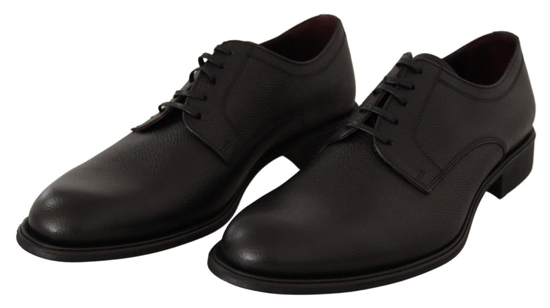 Sapatos derby sociais masculinos pretos Dolce & Gabbana, de couro e com cadarço