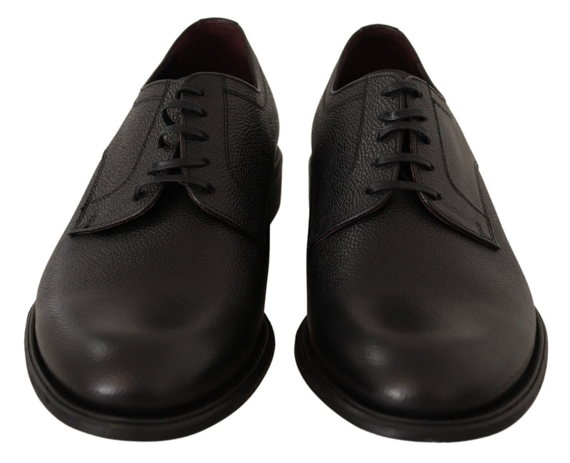 Sapatos derby sociais masculinos pretos Dolce & Gabbana, de couro e com cadarço