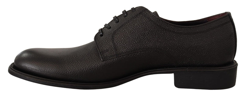Sapatos derby sociais masculinos pretos Dolce & Gabbana, de couro e com cadarço