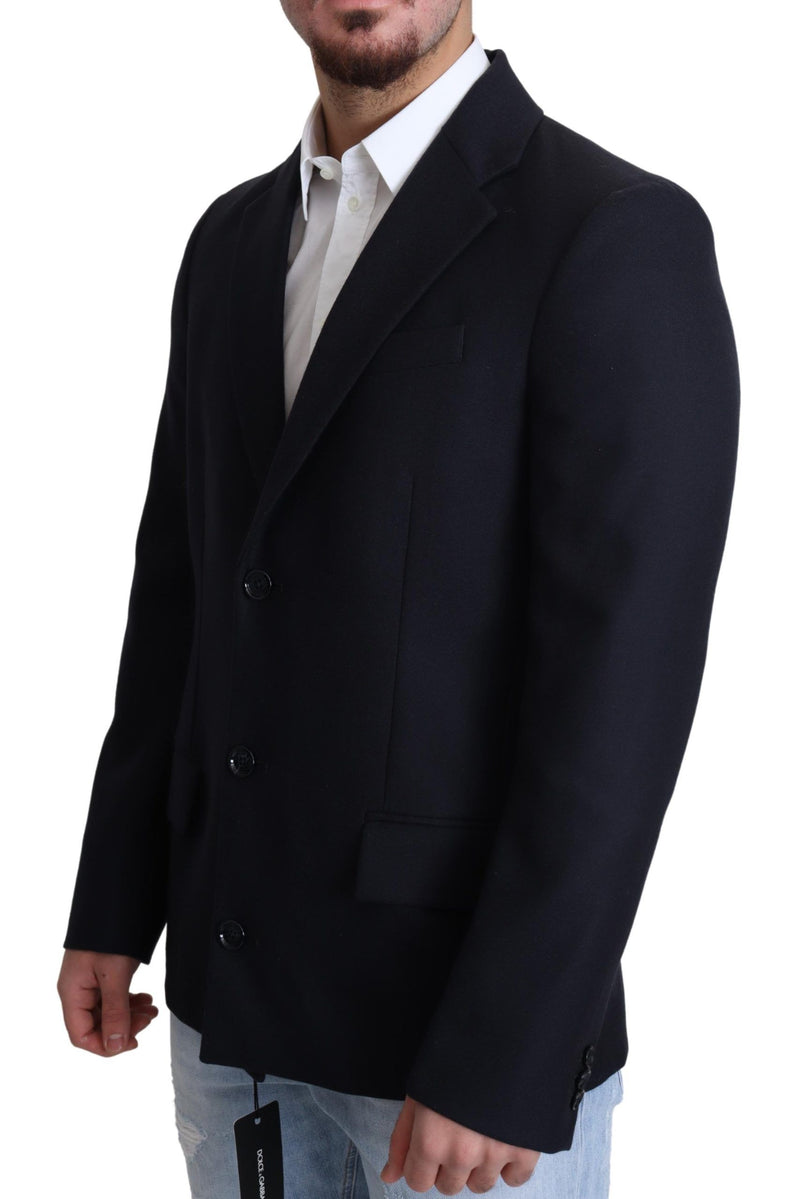 Cappotto giacca monopetto Dolce & Gabbana in lana blu scuro