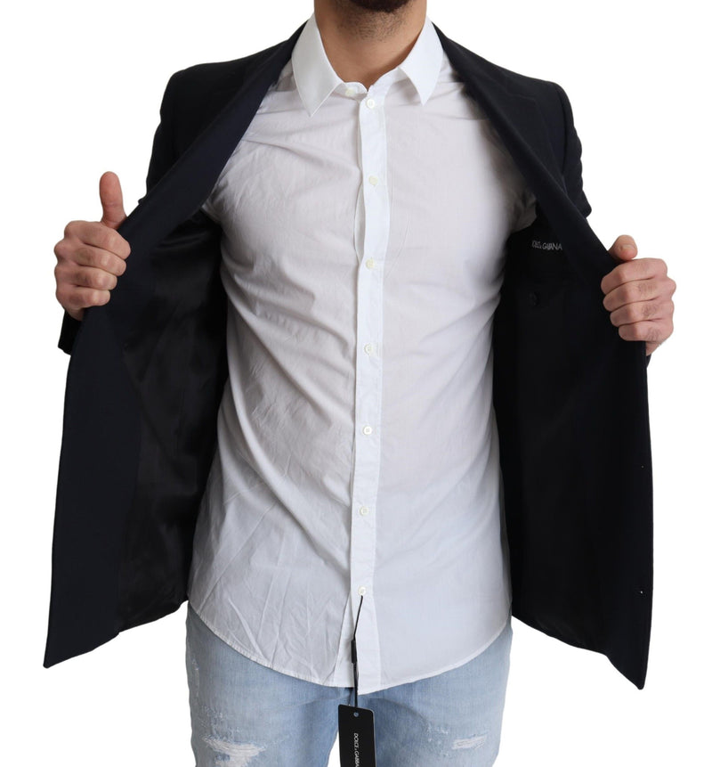 Cappotto giacca monopetto Dolce & Gabbana in lana blu scuro