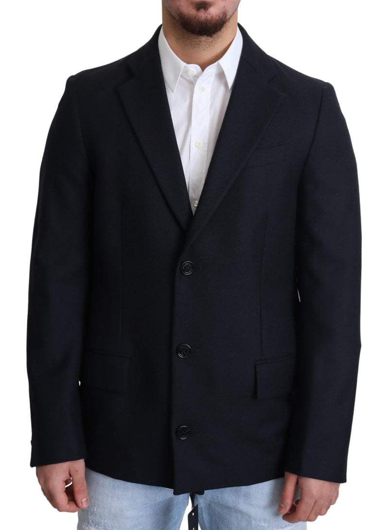 Cappotto giacca monopetto Dolce & Gabbana in lana blu scuro