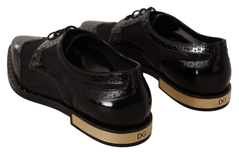 Zapatos brogue de cuero negro con puntera alada calada de Dolce & Gabbana