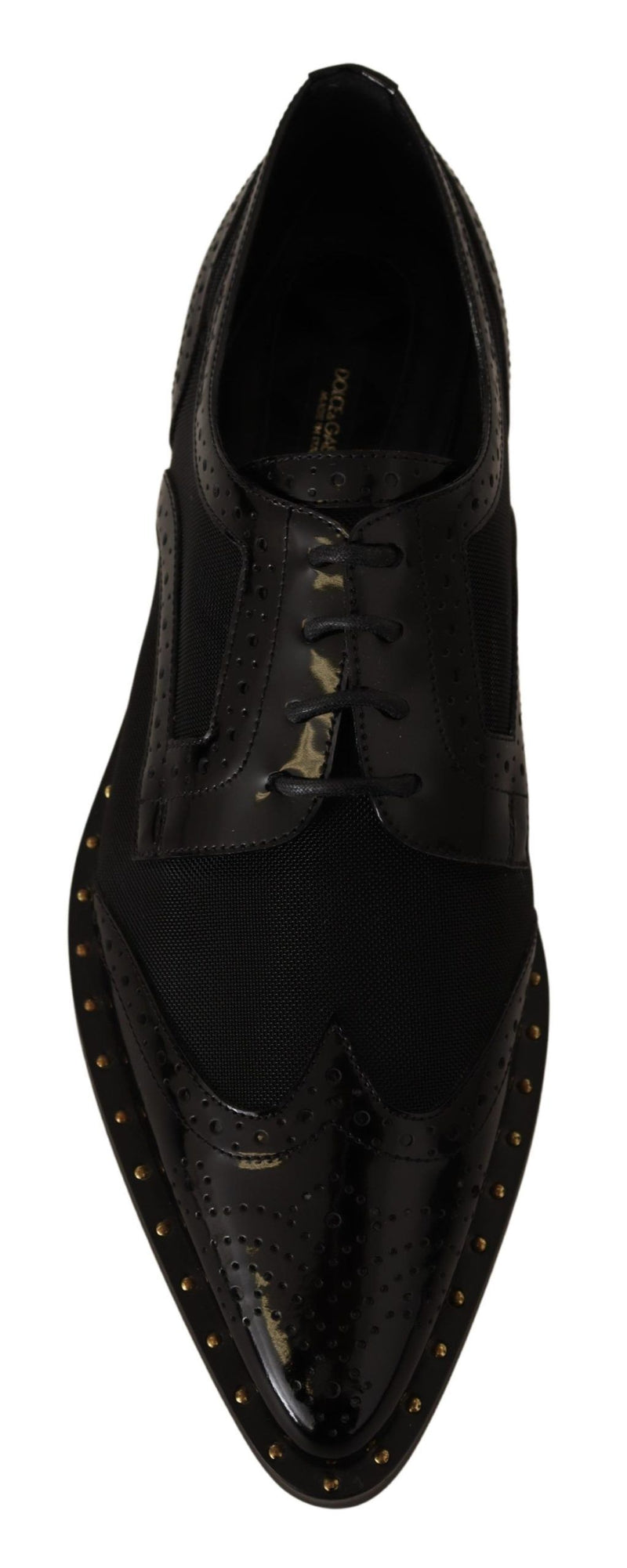 Zapatos brogue de cuero negro con puntera alada calada de Dolce & Gabbana