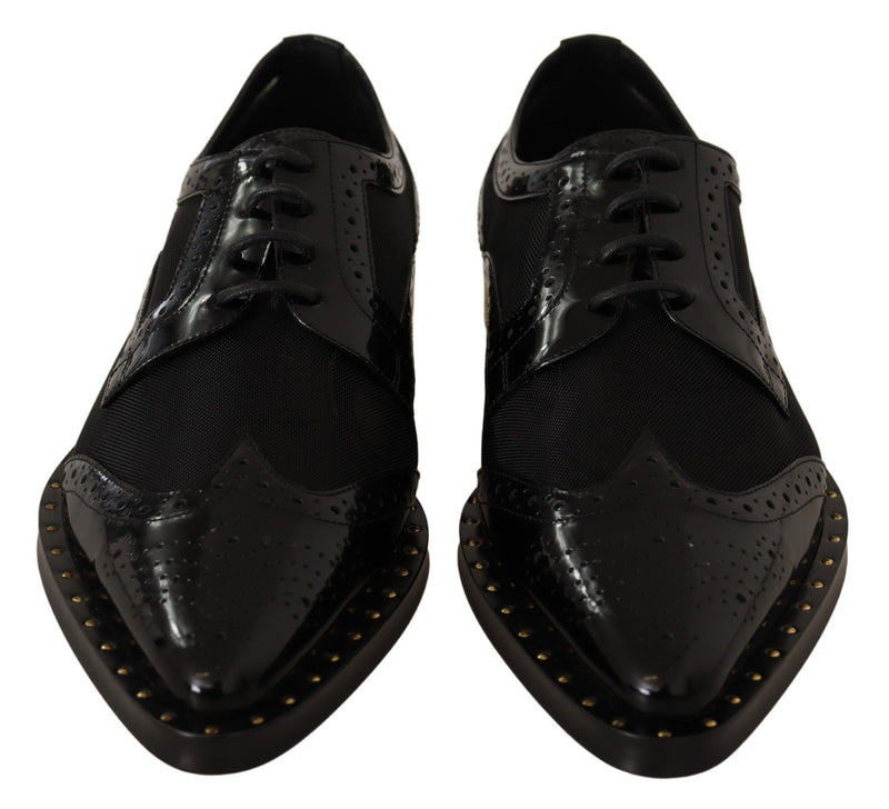 Zapatos brogue de cuero negro con puntera alada calada de Dolce & Gabbana