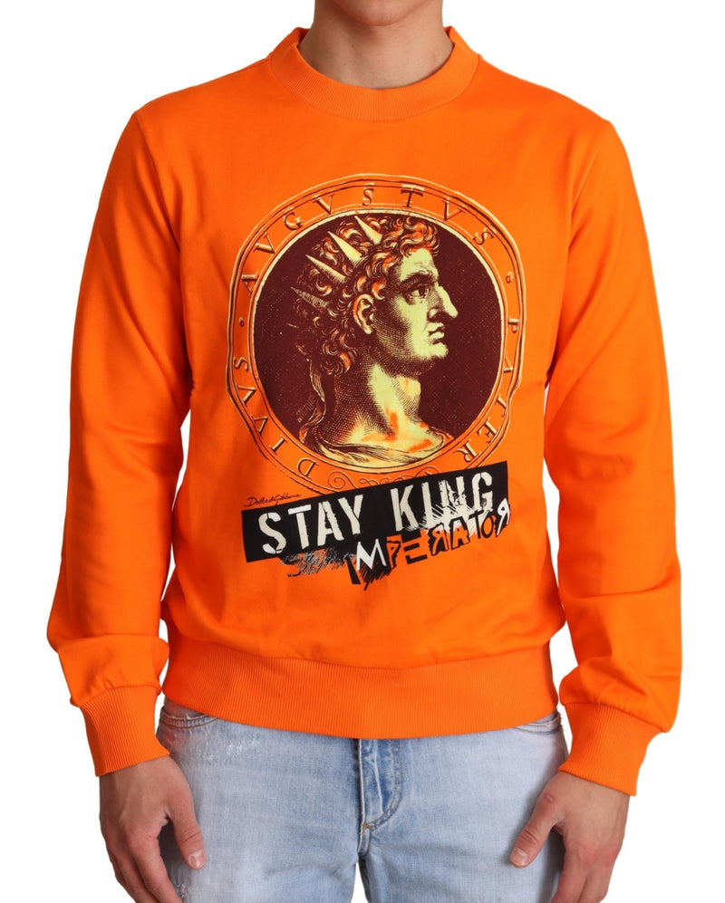 Pull Dolce & Gabbana orange en coton à motif César