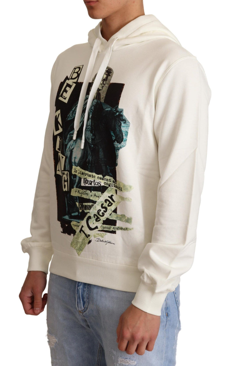 Jersey blanco con capucha de algodón con César Rey de Dolce & Gabbana
