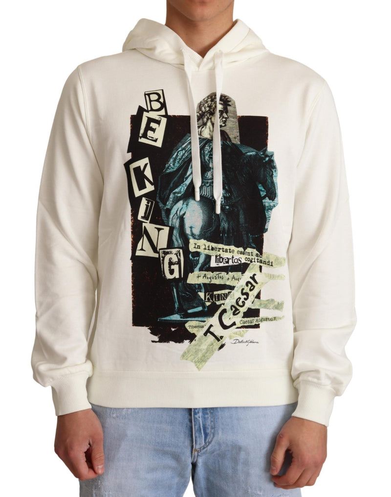 Jersey blanco con capucha de algodón con César Rey de Dolce & Gabbana