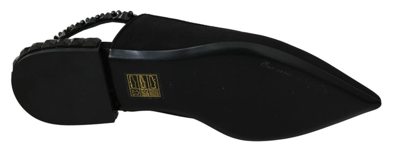 Scarpe slingback in charmeuse nera con tacco basso Dolce & Gabbana